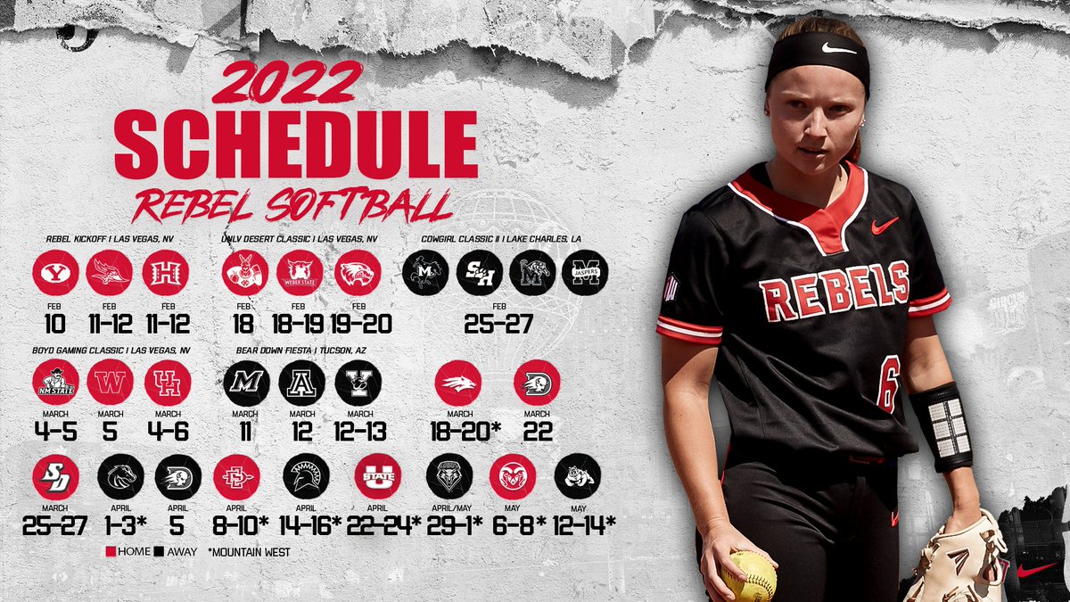 UNLVSoftball's tweet photo. New year, new schedule 🥎🙌

𝟮𝟬𝟮𝟮 𝗪𝗲'𝗿𝗲 𝗰𝗼𝗺𝗶𝗻' 𝗳𝗼𝗿 𝘆𝗼𝘂 ‼️‼️👀

Full schedule: https://t.co/EF2ekHjpHR

#BEaREBEL 🔴⚫️🔴⚫️ https://t.co/MRP7oDbHcf