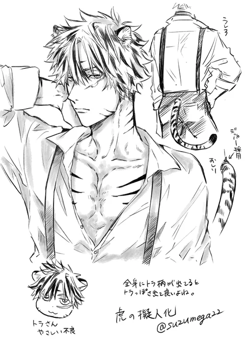 虎描いてたら滾ってできてしまった擬人化オリキャラ 