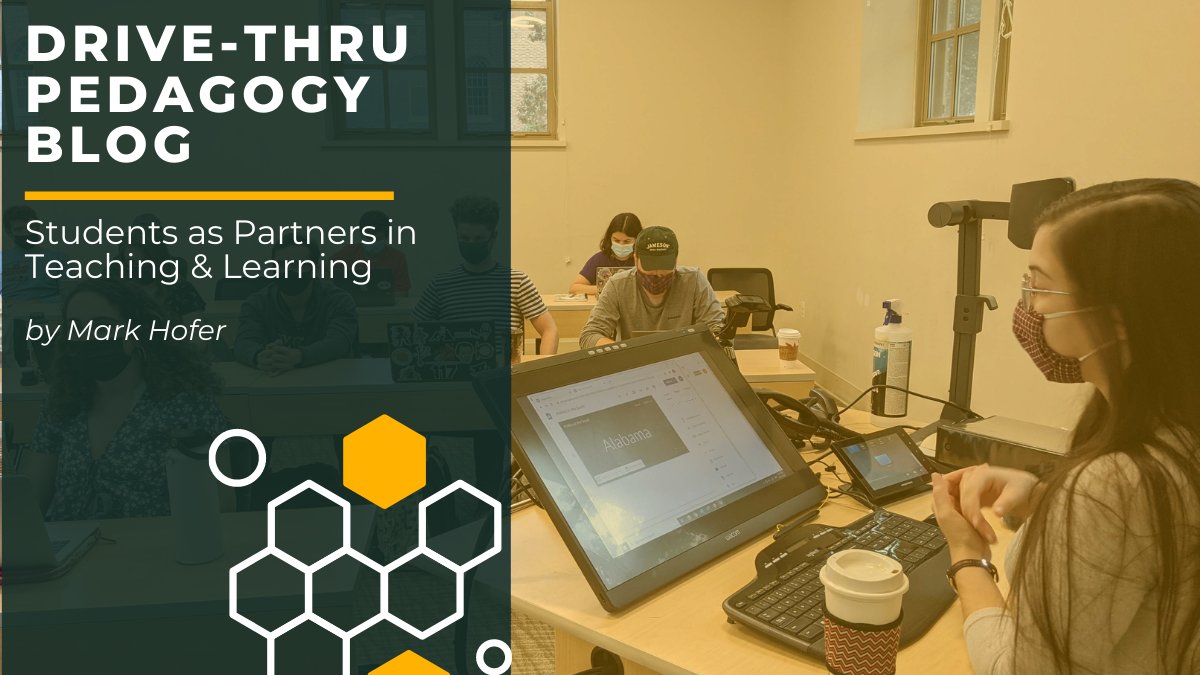 🛑 Last stop this semester at Drive-Thru Pedagogy! 🚙 

Mark Hofer drops by to talk about the student partner impact at William &amp; Mary! Learn more and consider requesting a STLI Student Partner for your Spring courses! – zcu.io/gLlf  

#HigherEdBlog #StudentPartners