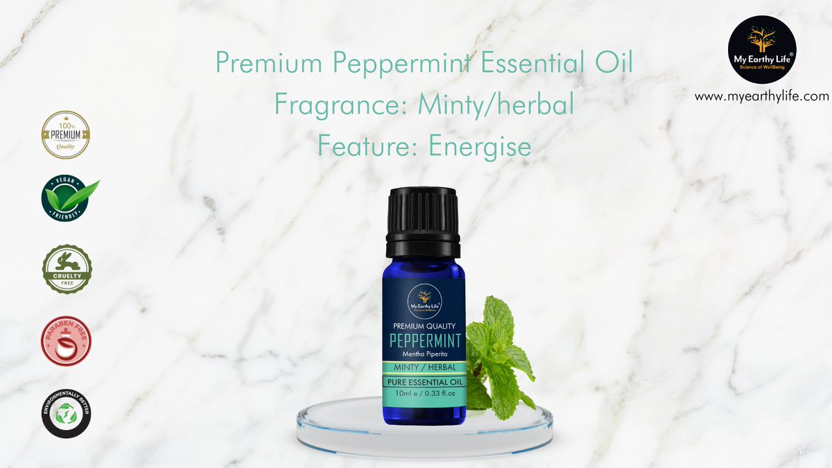 MyEarthyLife's tweet photo. Peppermint essential oil has fresh, minty scent, and its benefits are focused on easing IBS symptoms which involves diarrhea and constipation. Order today by visiting the link below

https://t.co/nttNcdntoV

#essentialoils #vegan #crueltyfree #amazon #buynow #certifiedorganic https://t.co/mS7YrpebT4