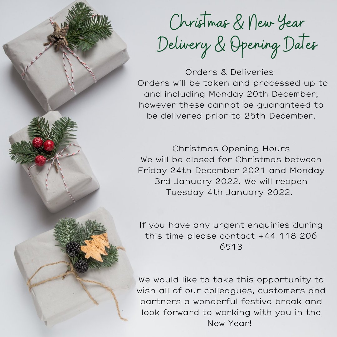 CromaPharmaUk's tweet photo. Just a reminder of our Christmas and New Year Delivery and Opening Dates.
#christmas2021 #christmasopenings #christmasdelivery https://t.co/VUBfXln32c