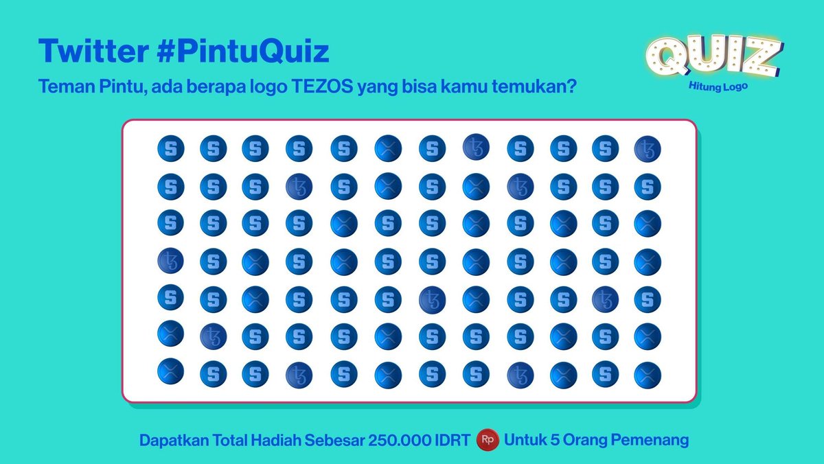 Hi Teman Pintu! 
Pintu Quiz Twitter hadir lagi nih untuk temenin kamu!
Kira kira ada berapa logo $XTZ ya didalam gambar ini? 🤔 #PintuQuiz