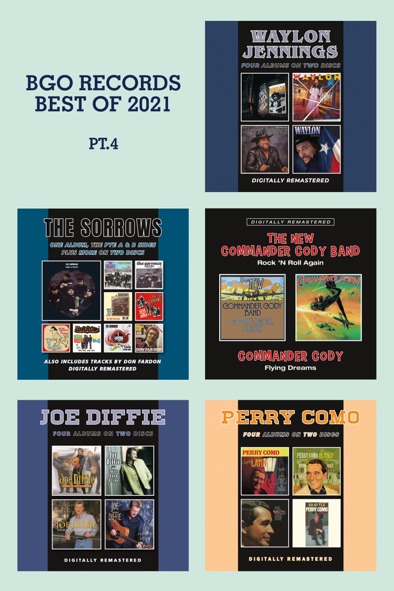 BGO_Records's tweet photo. BGO RECORDS - BEST OF 2022 (Pt.4)

Waylon Jennings/Sorrows/Commander Cody/Joe Diffie/Perry Como

All available now from https://t.co/STl5APFxh7 https://t.co/8eU9m4fEAq