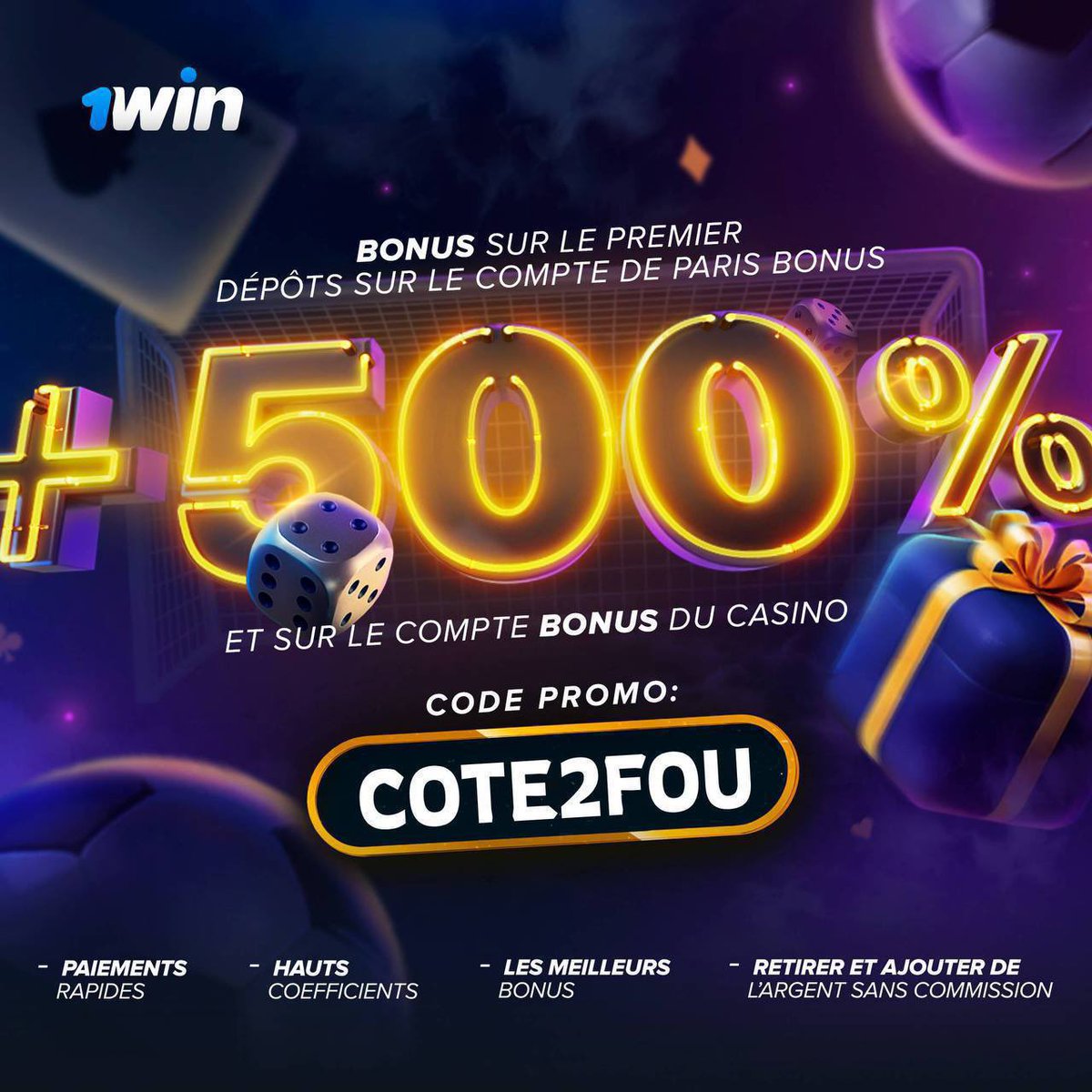 Cote2fou9's tweet photo. Bon plan Casino &amp; Paris Sportif 🍀
Bonus de 500% sur votre premier dépôt ! Dépôt de 100€, vous avez 500€ de Bonus ! C’est très clairement le plus gros bonus de tout les temps 🎁🤑
Uniquement via ce lien 👉 https://t.co/GyJZYd8EPs
Et oubliez pas le code Promo « COTE2FOU » https://t.co/eTR5RBtt9n