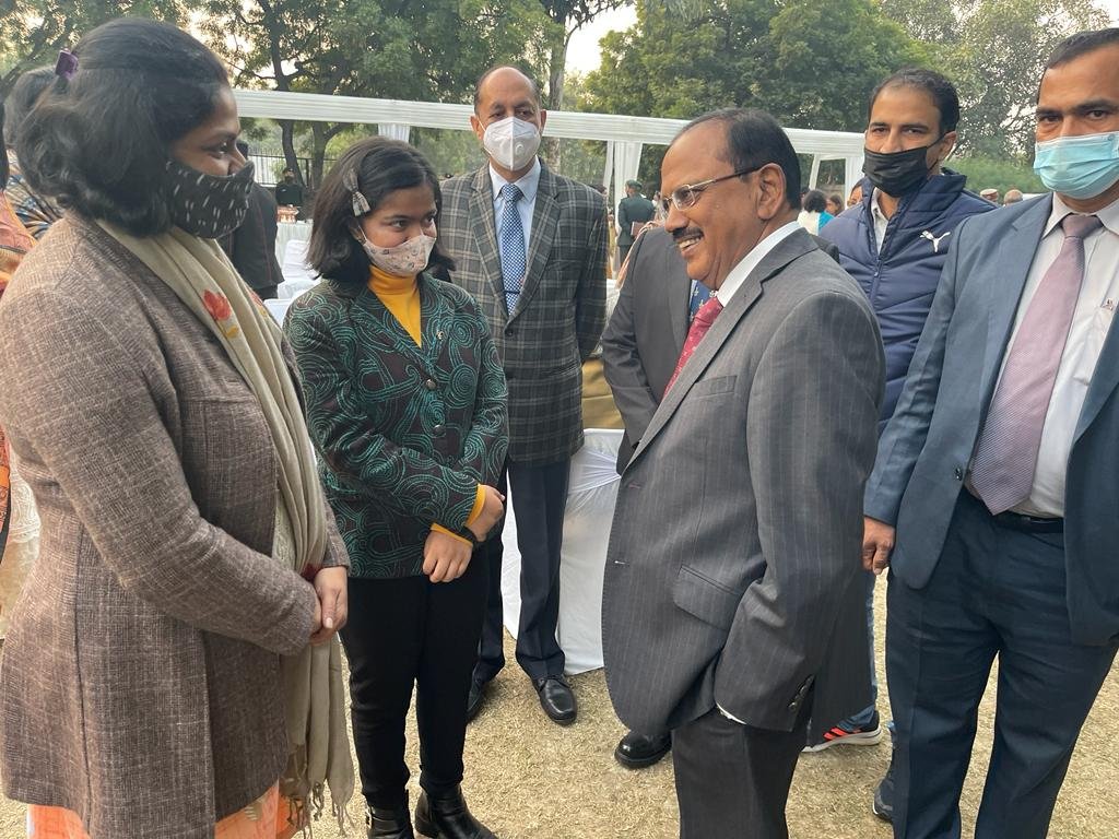 ANI's tweet photo. NSA Ajit Doval today offered condolences to Major (retired) Agnes P Manezes and Preet Kaur, the wife and daughter, respecitvely of Lt Col Harjinder Singh. 

Lt Col Harjinder Singh was Gen Bipin Rawat’s staff officer &amp; lost his life in the chopper crash on December 8 in Tamil Nadu https://t.co/bnCQnrzDEe