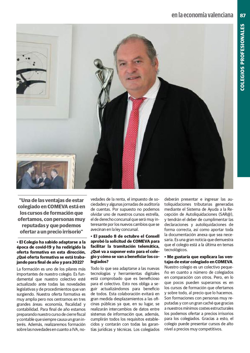 ComevaV's tweet photo. 🗞️ Participamos en el especial ‘Quién es Quién en la Economía Valenciana‘ del diario @lasprovincias.
#Comeva #formación #Ley #Concursal https://t.co/SiRD3VHrde