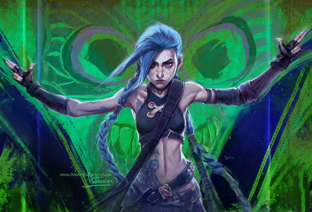 BOOM! 💥 Final third piece of the mini set, exploring the darker side of #Jinx 💚 The concept was inspired by the incredible music video 'Enemy' by Imagine Dragons (like I didn't cry enough already, dammit... 😭) #Arcane #arcanejinx #JinxWasHere