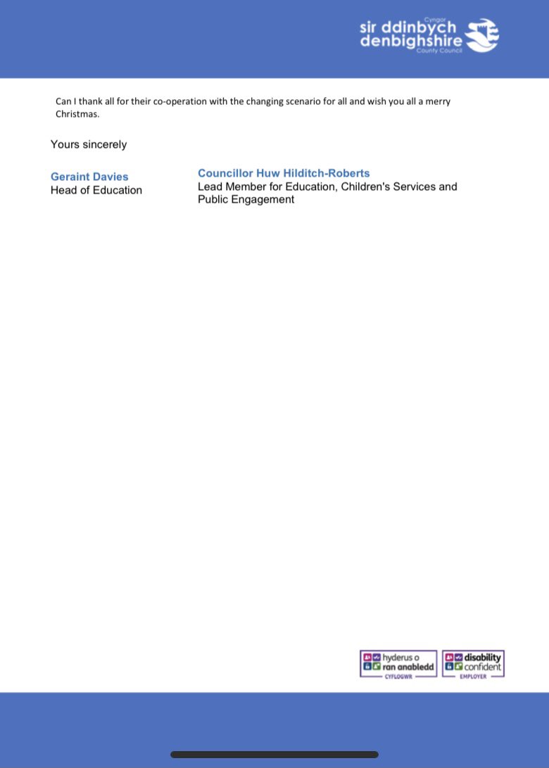 YsgolEmmanuel's tweet photo. Please see below a letter from the Head of Education regarding Covid updates. Thank you. https://t.co/zw8Fw5XJui
