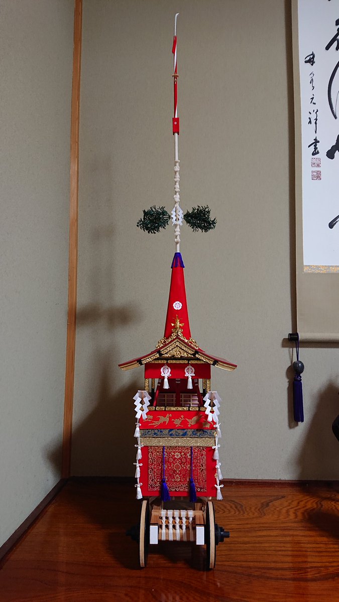 制作中の長刀鉾の模型が完成しました❗制作日数4ヶ月、総高さ120cm