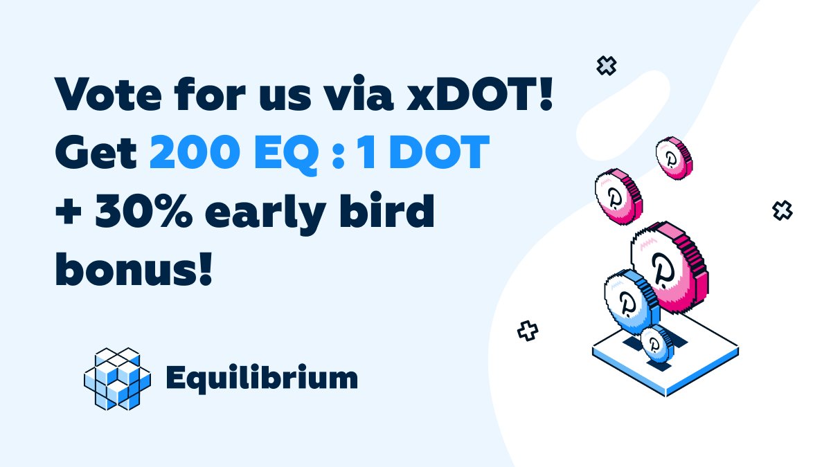 EquilibriumDeFi's tweet photo. The new crowdloan landing page is a 💣🐚!  Vote for @EquilibriumDeFi with $xDOT and earn $EQ. The 30% Early Bird bonus ends in 5 days. Hurry up and click this 🔗 https://t.co/eAIXFLac8j https://t.co/SKk37oSTQB