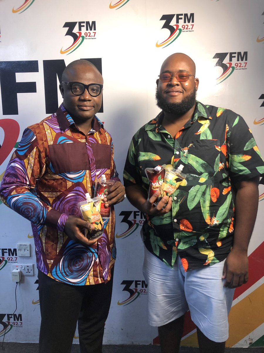 Day 13: CEO of @yass_asana (the one on the right) came to the studio to deliver two different flavours of Asana to the lucky winners who called in. Catch you tomorrow at 9:45 am for all the fun activities ahead of the yuletide. #3fm12daysofChristmas