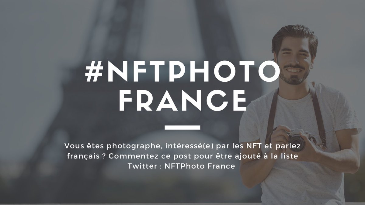 nicolascroce's tweet photo. Vous êtes photographe, vous vous intéressez aux NFT et parlez français ? 

Retweetez et commentez ce post pour être ajouté à la liste Twitter :#NFTPhotoFrance

#NFT #NFTPhotography #NFTPhoto #NFTCommunity #NFTart #NFTcollector #France #NFTFrance https://t.co/u8PezLJfvH