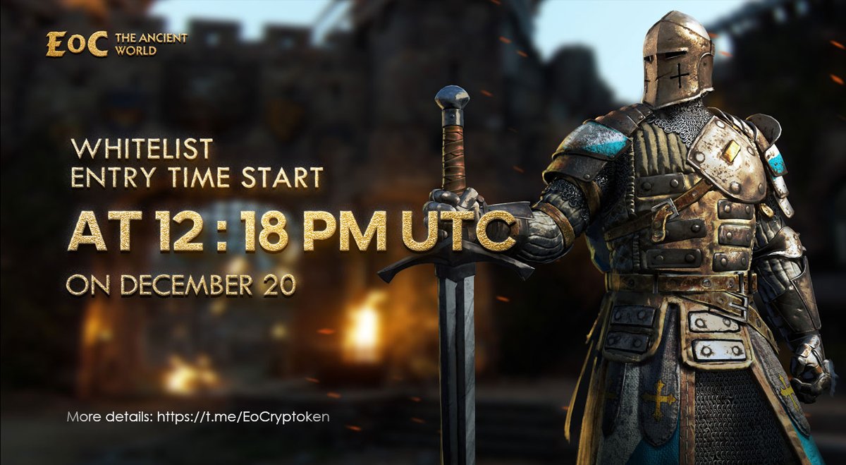 Finally!!!! 🔥
🎊 Thrilled to announce the #EoC #whitelists  is already in the corner!!! Only  have 20K qualification!!!

make sure you prepared enough $MMR 

🔥Play #EoC to Earn #BTC 🔥

🎉 Countdown the time to 12:18 PM UTC 12/20

The whitelist👉open.eocryptoken.com

#BSCGem