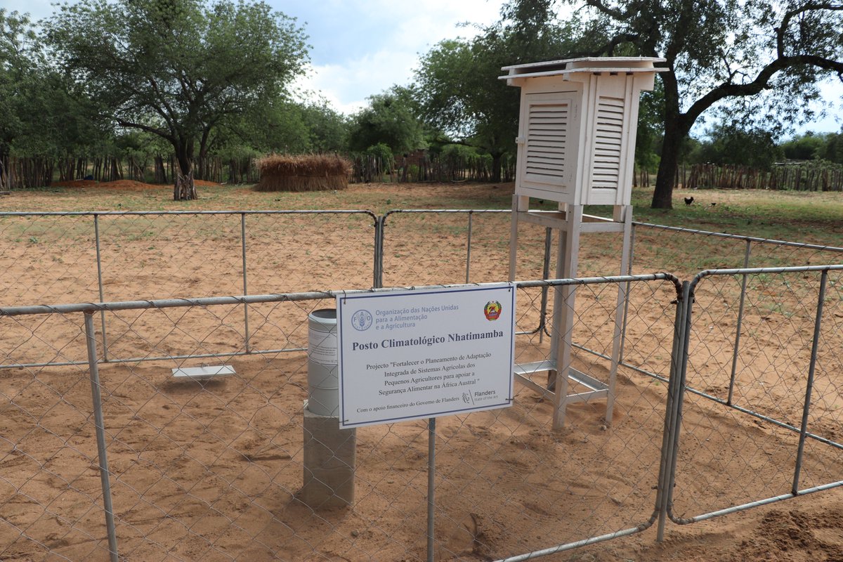 FAOMozambique's tweet photo. FAO🇲🇿 supported the district of #Mabalane, in Gaza Province with equipment for the meteorological station & for climatological posts that will facilitate decision-making in agricultural seasons. 🙏Thanks to the Government of Flanders farmers can have access to timely climate info https://t.co/KK1izUMrFQ