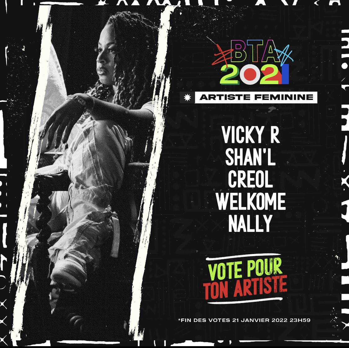 Les gars ,  Je suis nominée dans trois catégories aux BTA 🇬🇦cette année !
Si tu veux voter pour moi c’est ici : form.typeform.com/to/nRSfdTwl