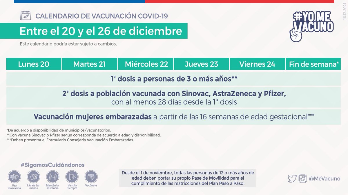 ChileAtiende's tweet photo. Revisa este calendario si aún no recibes la primera o segunda dosis contra el #COVID19  👇

#YoMeVacuno https://t.co/HLgEUYiq2V