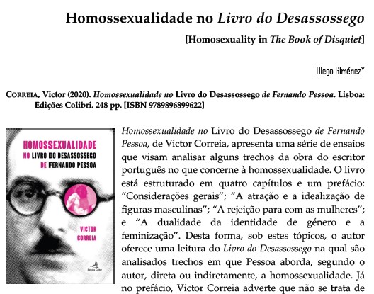 PessoaPlural's tweet photo. GIMÉNEZ, Diego, "Homossexualidade no Livro do Desassossego" (2021). Pessoa Plural―A Journal of Fernando Pessoa Studies, No. 20, Fall, pp. 480-486. Brown Digital Repository. Brown University Library. https://t.co/Y94Tb7B37F https://t.co/2meVaYa2Xg
