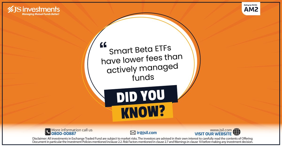JSInvestment's tweet image. A SMART INVESTMENT PLAN with a lower fee compared to actively managed funds! 
Smart Investments Coming Soon…
.
.
.
#JSInvestments #SmartIsBetter #Investments #Savings #ExchangeTradedFund #ETF #SmartBeta #MomentumInvesting #FactorInvestment