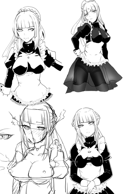 次のSkebのOCアンドロイドメイドちゃんです。雰囲気は下の段。注意事項をメモがわりにしてレッツ下書き 