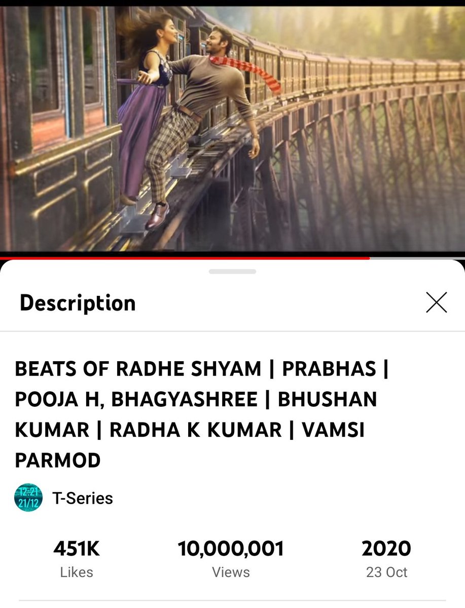 #BeatsOfRadheShyam Reached  10Million Views Mark On @TSeries Channel 💥

#Prabhas  #RadheShyam 
#RadheShyamTrailer 🔥