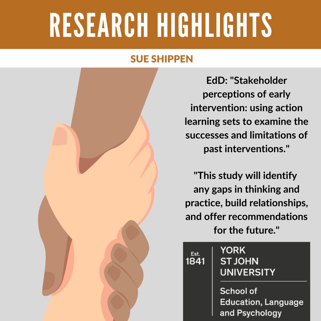 ysjschoolofelp's tweet photo. Research Highlights from staff in the School of Education, Language and Psychology at York St John University. 

We talked to Sue Shippen about her experience of doing an EdD here at YSJ! To find out more, check out our blog post:
https://t.co/hcmnXSPpcB

#ELPResearchHighlights https://t.co/J6pN5fqMpQ
