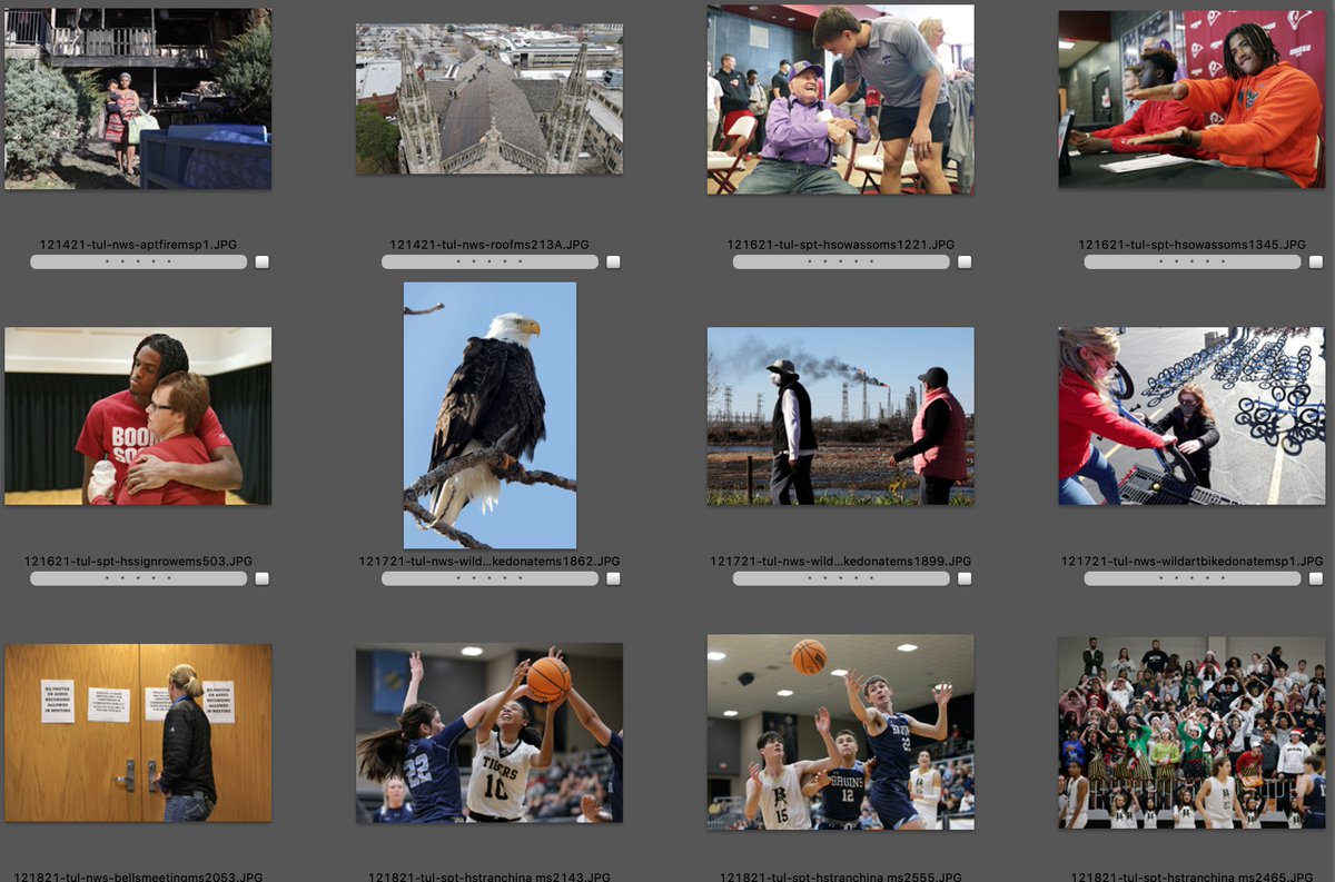 12.14-12.17.21 by <a href="/mikesimonsphoto/">Mike Simons</a> of the Tulsa World - An apartment fire displaces a dozen, a church gets a new roof, national signing day, a visit from a bald eagle, Christmas bikes delivered, a private meeting in a public building and high school basketball. #photojournalism