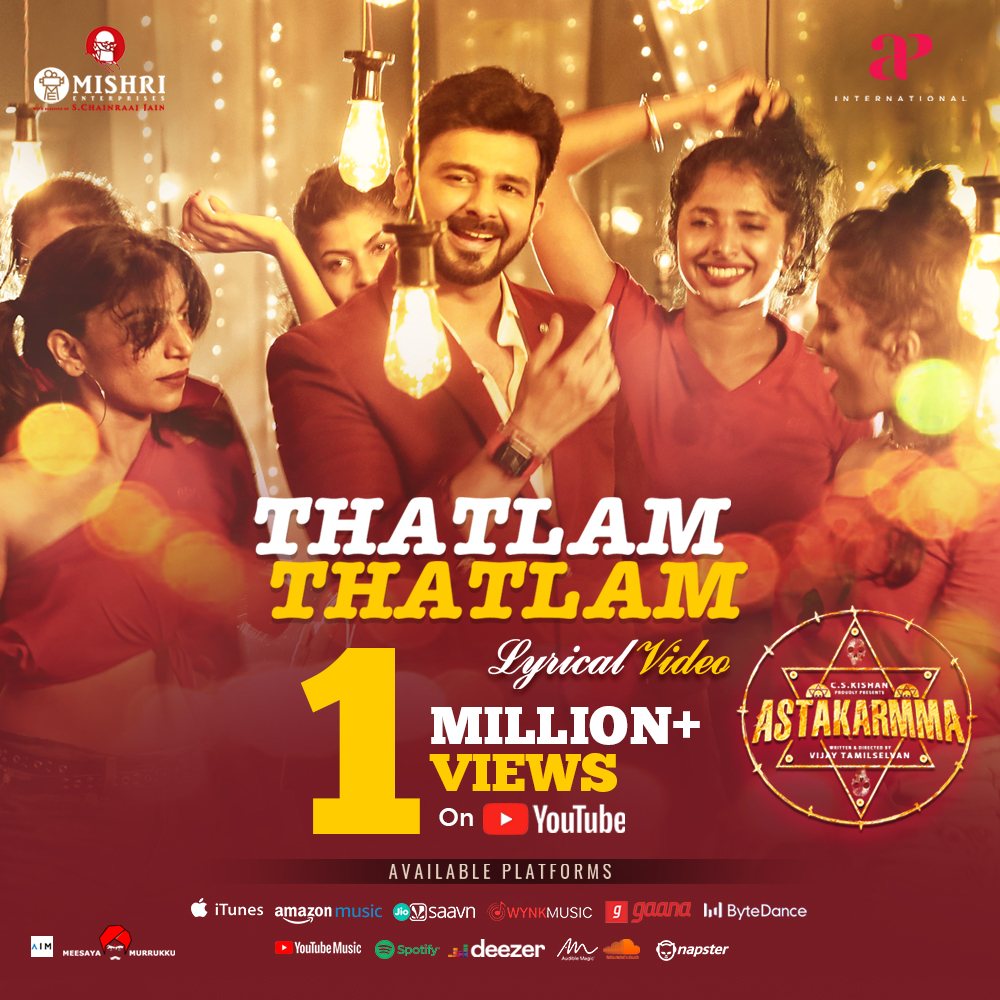 APIfilms's tweet photo. Machaan Thattu Paatu Aagiduchu Hittu!

The Punchy #ThatlamThatlam Song from #Astakarmma crosses 1M+ views on @YouTube.

▶️ https://t.co/3Qk5C6ngiW 

Song available across all music platforms🎶

#ThatlamThatlamSong https://t.co/pk1AIBvtlg