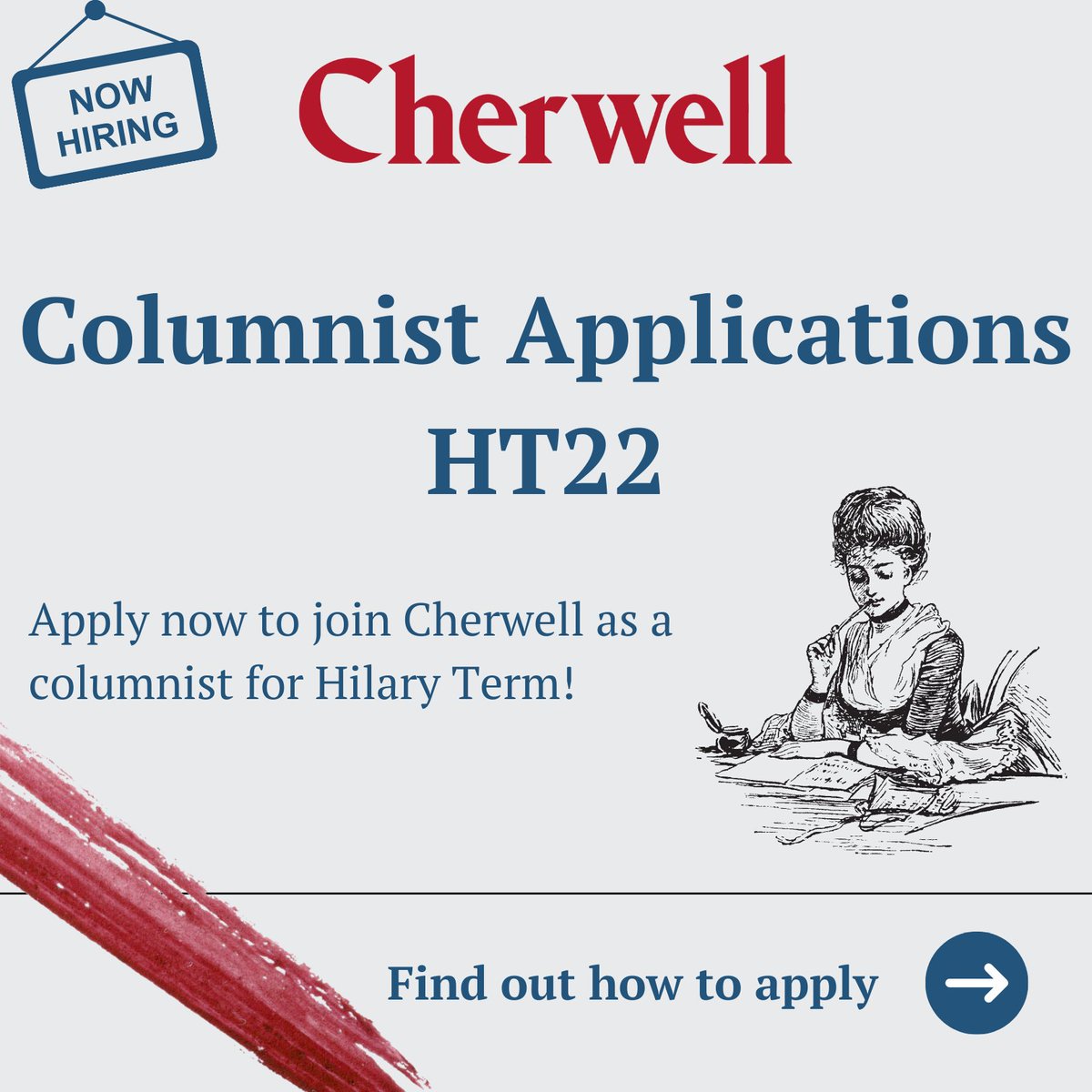 Cherwell_Online's tweet photo. Interested in being a Cherwell columnist for Hilary term? Check out the information below and apply using the link by 2nd January! 
https://t.co/jtjxOUA8Ei https://t.co/CZlv7N9P9p