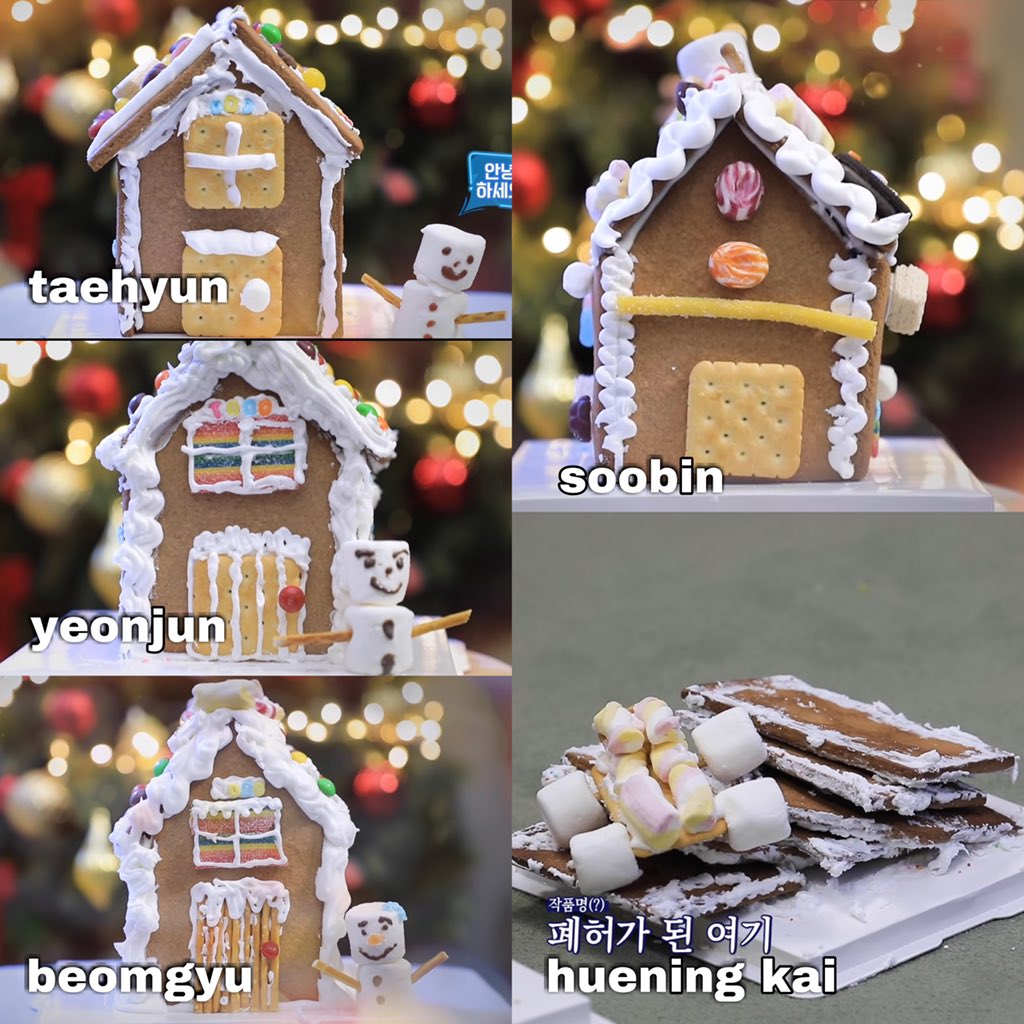 0X1HUENlNG's tweet photo. txt's gingerbread houses https://t.co/Mdih4FUCqP