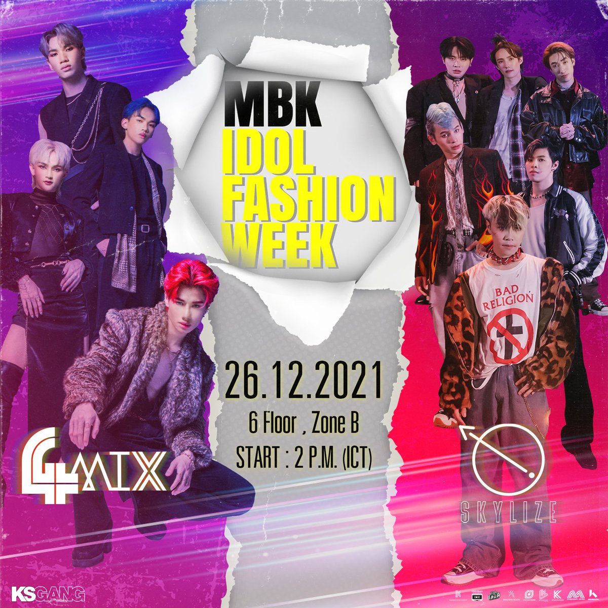เตรียมพบกับ 4MIX และ SKYLIZE กับงาน MBK IDOL Fashion Week ในวันที่ 26 ธันวาคมนี้
ตั้งแต่เวลา 14.00 น. เป็นต้นไป 
ที่ ห้าง MBK ชั้น 6 Zone B
งานนี้ไม่เสียค่าบัตรเข้านะคะ 
ห้ามพลาดนะทุกคนน  😍😍

#KSGANG #4MIX #SKYLIZE #MBKIDOLFashionWeek 
#Idolexchange