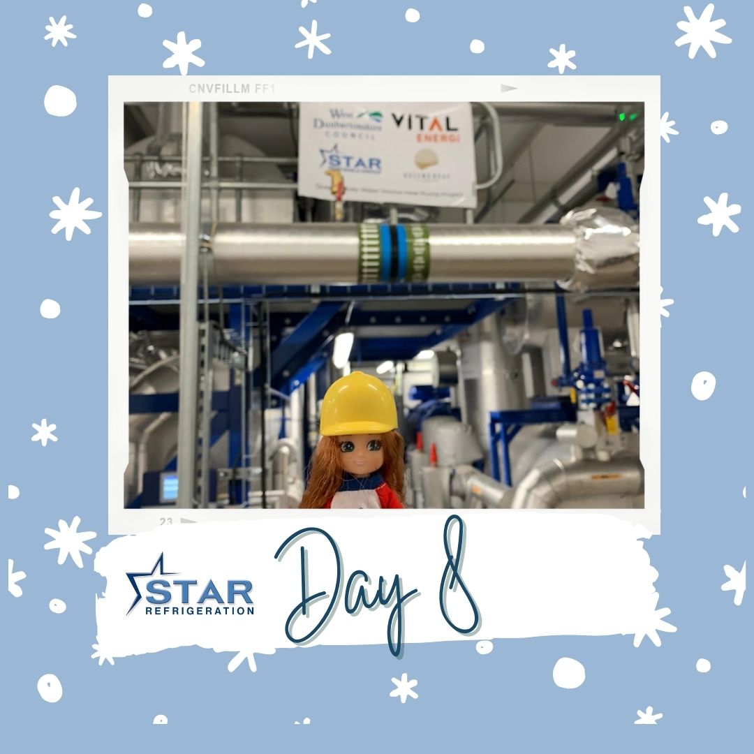 StarRefrig's tweet photo. Taking Lottie to visit our local #community during #COP26 to see the amazing work of @WDCouncil in making the UK's largest high temperature water source #heatpump a reality! Bringing together lots of themes for this year. #NetZero #TEWeek #WESLottieTour #12DaysOfChristmas https://t.co/pMW4XYF84k