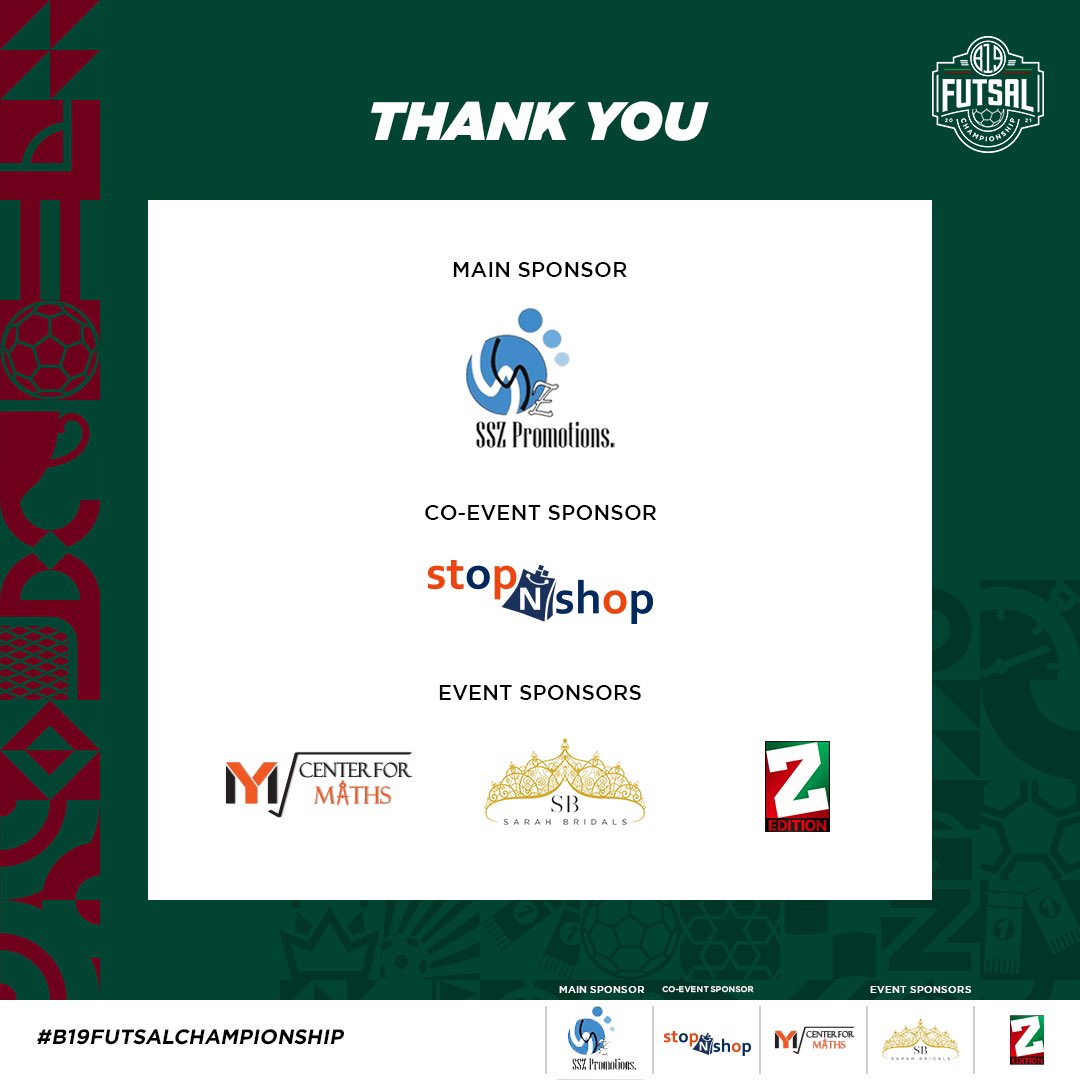 zcc_b19's tweet photo. B19 Futsal Championship 2021 wouldn't exist without the help of our incredible sponsors!

A huge Thank you for our valuable sponsors in making this event success.

We're so grateful for these sponsors who have pledged their support!
.
#b19futsalchampionship
#zccb19 https://t.co/Nbm5bFZqxn