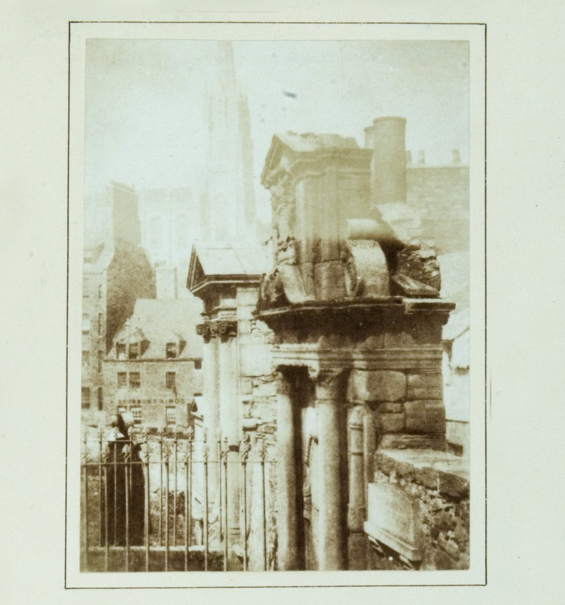 NMSlibraries's tweet photo. It's day 20 of the @ARAScot  #ArchiveAdventCalendar and today the theme is #Chimneys. From a photographic album presented to @socantscot in the 1850s is this atmospheric early Hill &amp; Adamson calotype of Greyfriars Kirkyard with the Old Town skyline in the background https://t.co/5Fm4U0biCC