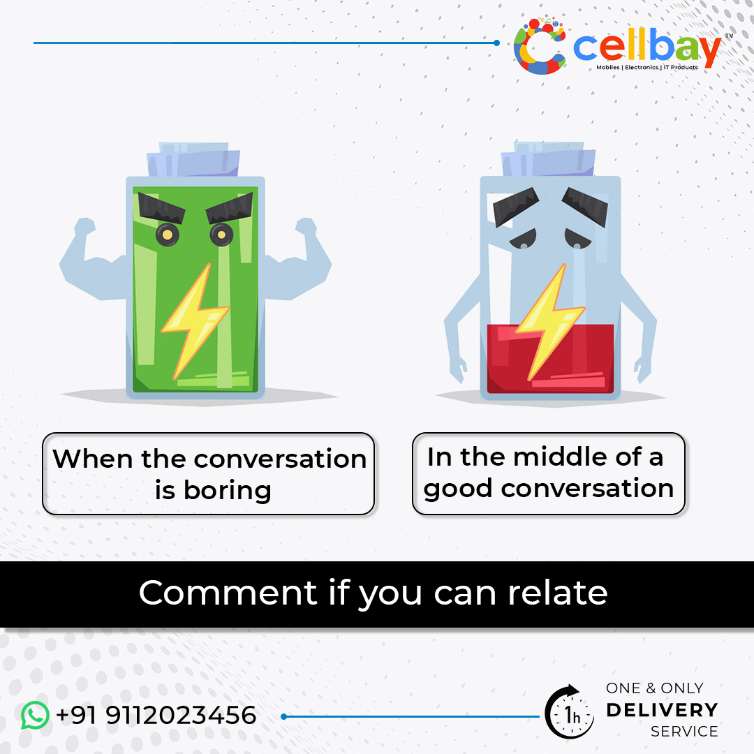 cellbay_mobiles's tweet photo. Isn't this relatable 😂

Most of you face this problem frequently with your smartphone

Comment down ‘’YES’’ if you agree?

#cellbay #mobiles #smartphones #cellbaystores #1hourdelivery #battery #screenreplacement #hyderabad #indian https://t.co/6DY4DG44fo