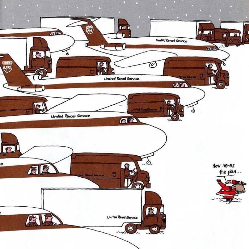 CAPTION THIS gem from the UPS ARCHIVES. After all, Santa has his reindeer and other global delivery fleet.  Your delivery person this holiday is the real Santa, be grateful for their hard work and sacrifices, leave a treat or a drink out!