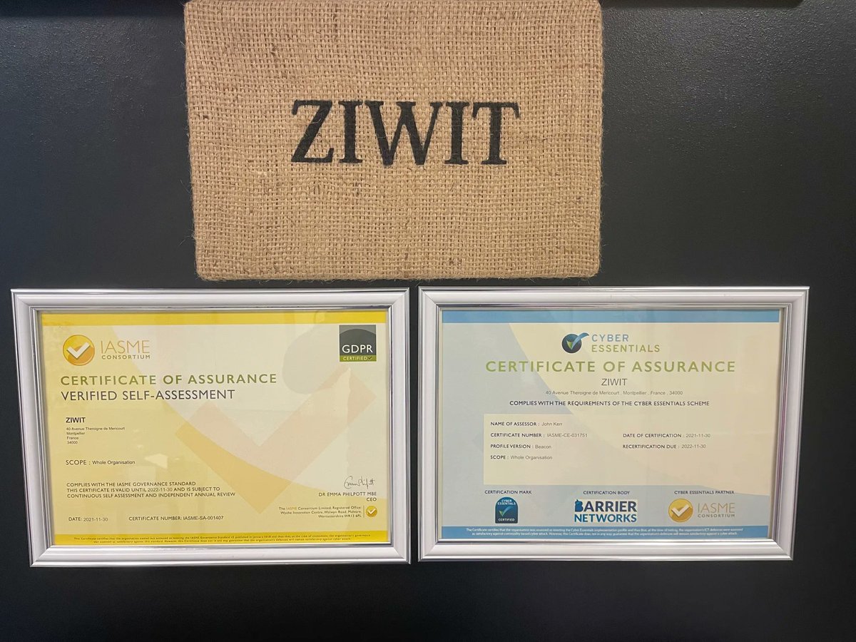 httpcs's tweet image. Fiers de vous annoncer cette double labéllisation obtenue par le groupe @Ziwit!
Merci à @TheIASMEConsortium pour cette réaccréditation 2022.
Une sécurité efficace des données est une priorité essentielle pour nous afin d'atteindre une cyber-résilience sans failles.