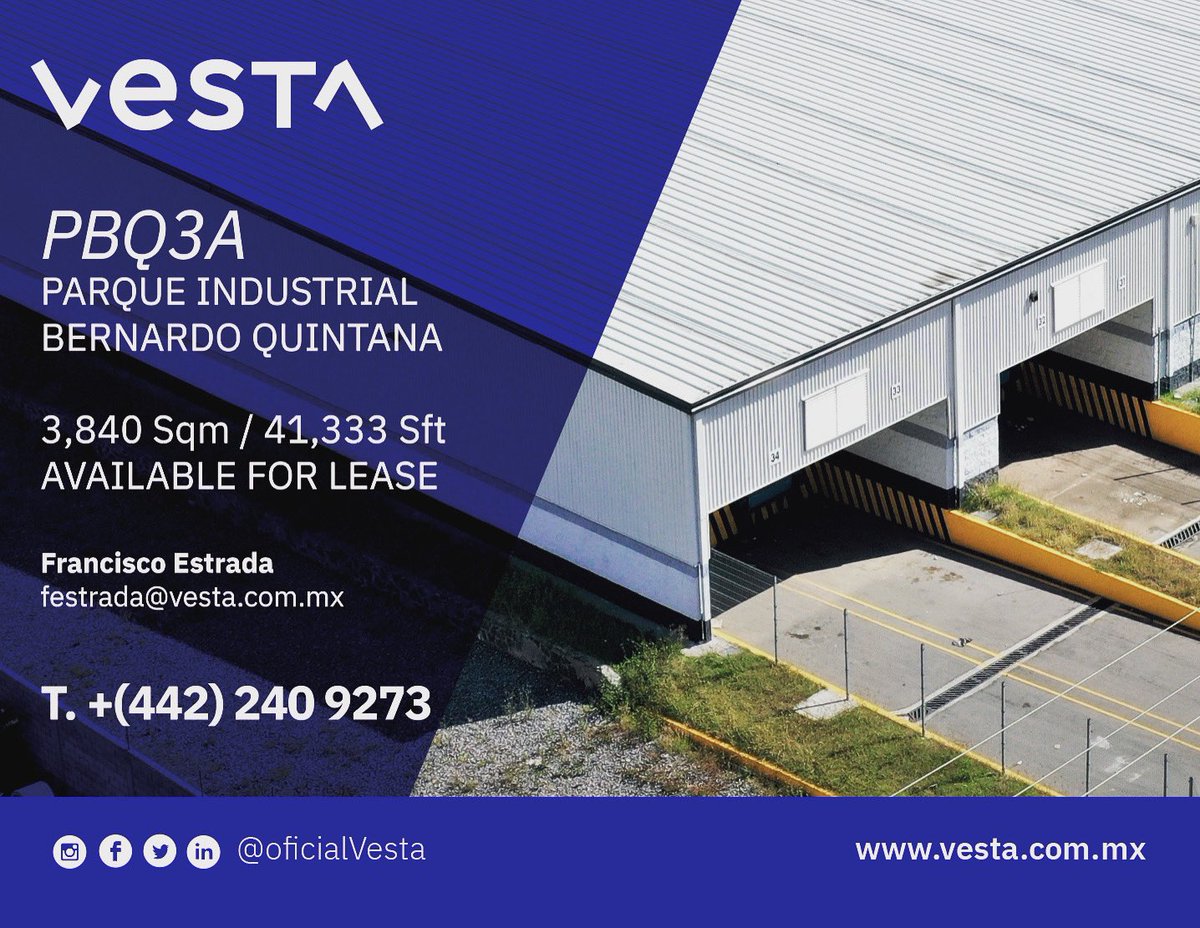 Industrial Building #Vesta #IndustrialRealEstate #ElevatingStandards #RegiónBajío #CommercialRealEstate #AvailableForLease #Queretaro #ParqueIndustrialBernardoQuintana