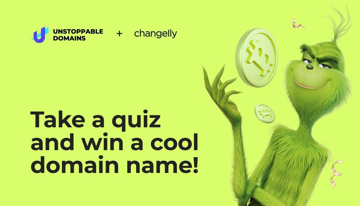 Oh no! The Grinch is already here – he has stolen #crypto coins and hidden them in the deposit addresses 🤭
Help us win #crypto back! 
– Follow <a href="/Changelly_team/">Changelly</a> &amp; <a href="/unstoppableweb/">Unstoppable Domains</a>
– Like &amp; RT
– Take a quiz and find hidden coins here by Dec 25, 23:59UTC+2➡️changelly.typeform.com/to/YuuOxspY