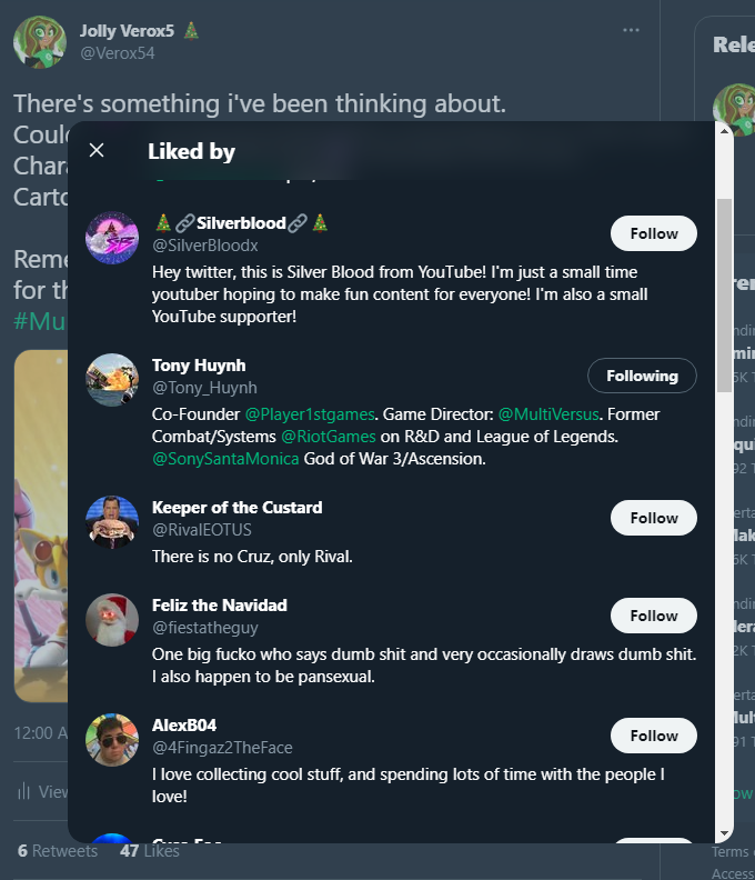 Verox54's tweet photo. OH MY GOD!!!!
TONY HUYNH, CO-FOUNDER OF PLAYER FIRST GAMES, AND THE GAME DIRECTOR THE MULTIVERSUS LIKED MY RECENT TWEET!!!
THAT COULD MEAN SONIC IT'S LIKELY CONSIDERED FOR MULTIVERSUS AS A THIRD PARTY CHARACTER!
#SonicForMultiVersus https://t.co/TTSlTBzHXb