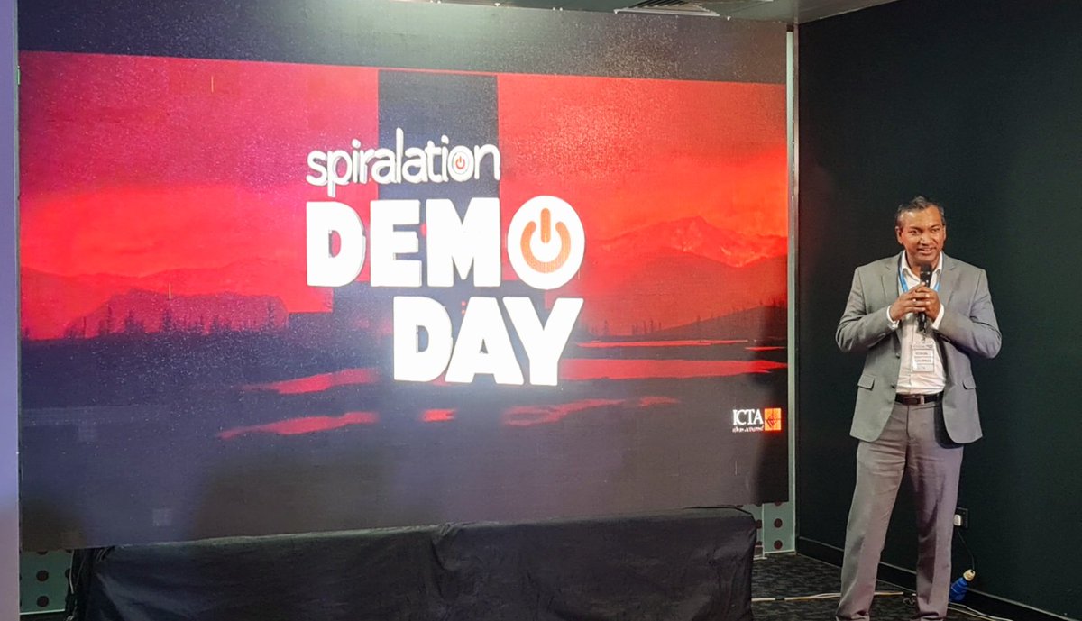 icta_srilanka's tweet photo. 'Spiralation Demo Day’ happening now! Join us Live via ICTA Facebook page.10 Startups will showcase & pitch their ideas & innovative solutions targeting multiple industries.
#JendoInnovations #SmartCOOP #NeoMinds #Niftron #MagicBit #Thyāga #Yenasys #Traccular #Univiser #Mintpay https://t.co/ViF4c9LEBn