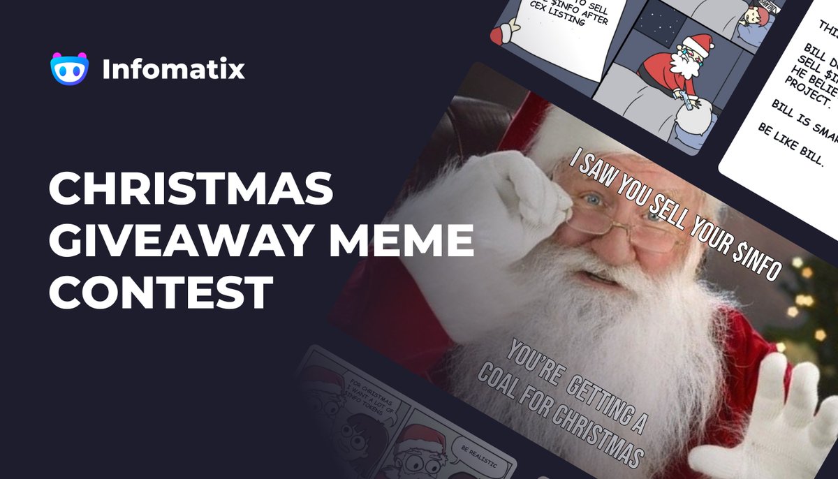 Infomatix Giveaway: Christmas Edition 📢

The spirit of the season is here and to celebrate, we are giving away $300 worth $INFO to the best meme creators 🔥

Ends on: 24th December 

1️⃣ Comment an INFO Christmas Meme on this Tweet with #Infomatix #memes 
2️⃣ Tag 3 friends
3️⃣ RT