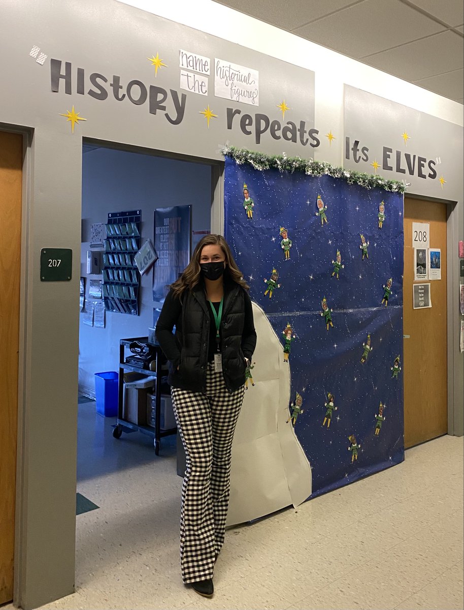 history_msg1's tweet photo. "History repeats it's ELVES" BHS Door Decorating Contest 2021 :) @brewsterschools https://t.co/Llt7jo6FxH