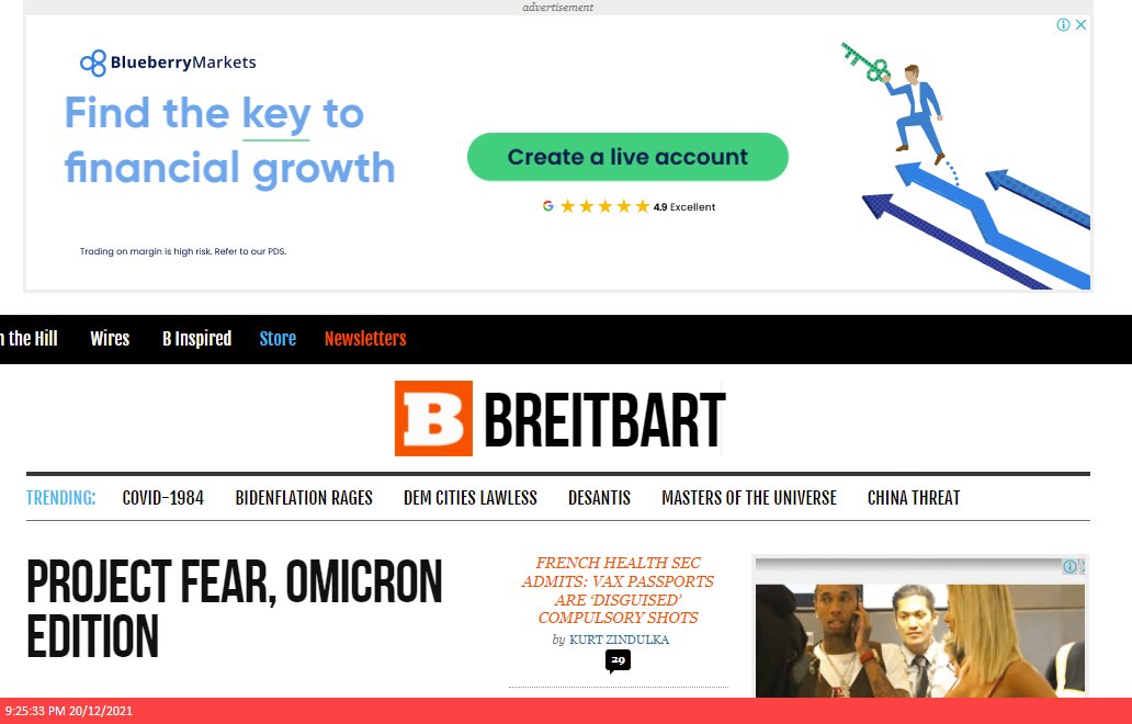 Aushiker 🐶🐾🦋 (@aushiker) on Twitter photo Hello, @BlueberrySquawk your advertising is appearing on Breitbart, a well-known anti-vax/climate science denial website and source of misinformation. I hope you will have a chat with your media buyer to fix this. cc @Slpng_giants_oz <a href="/SFMisinfo/">Stop Funding Misinformation</a> <a href="/StopFundingHate/">Stop Funding Hate</a> Hello, @BlueberrySquawk your advertising is appearing on Breitbart, a well-known anti-vax/climate science denial website and source of misinformation. I hope you will have a chat with your media buyer to fix this. cc @Slpng_giants_oz <a href="/SFMisinfo/">Stop Funding Misinformation</a> <a href="/StopFundingHate/">Stop Funding Hate</a>