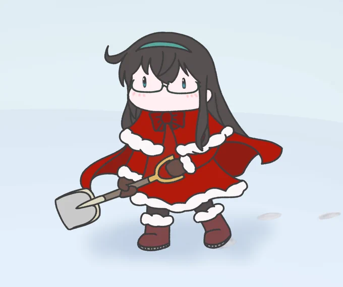 サンタが雪を掻きに来る。 