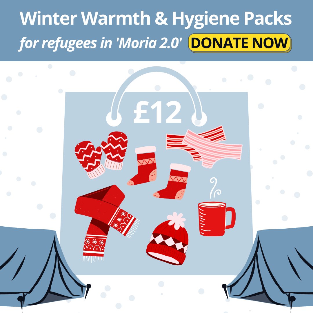 TeamKitrinos's tweet photo. COULD YOU SPARE £12 OR MORE TO #DONATE A ‘#WINTER WARMTH &amp; HYGIENE PACK’ TO A #REFUGEE THIS YEAR? Please help us keep #CampMoria2 residents warm this winter. Donate today: https://t.co/5v83FXaT3c. THANK YOU! https://t.co/6arbxvnxZH