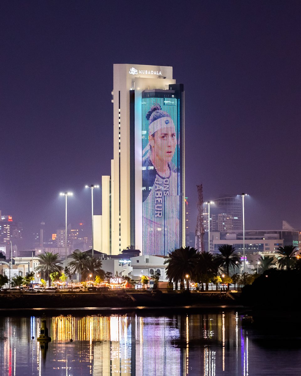 MubadalaWTC's tweet photo. ππ‘ π§ππ π¦π£π’π§πππππ§ ββ
Our 2021 Champions @AndreyRublev97 and @Ons_Jabeur light up the facade of the @Mubadala Tower #inAbuDhabi π
#MWTC #MakeWayForTheBest https://t.co/MkuFTlHBtv