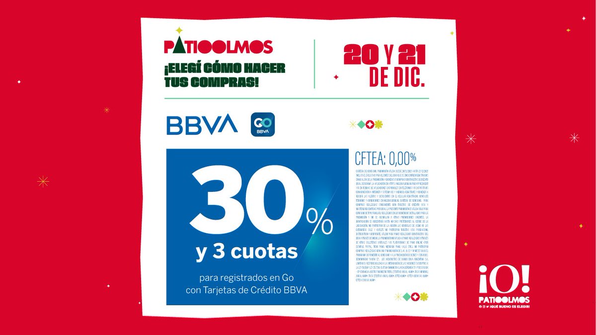Hoy y mañana, 
¡Elegí cómo hacer tus compras con <a href="/bbva_argentina/">BBVA en Argentina</a>!
Consultá los locales adheridos en patioolmos.com/oferta/bbva/