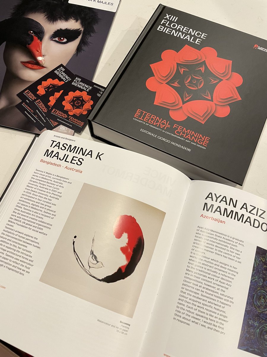 TasMajles's tweet photo. The joy of receiving a published art catalogue with a featured work in it 😇
#florencebinnale2021
#exhibitingartist #representing #Bangladesh #Australia https://t.co/l7TFcbNVj9