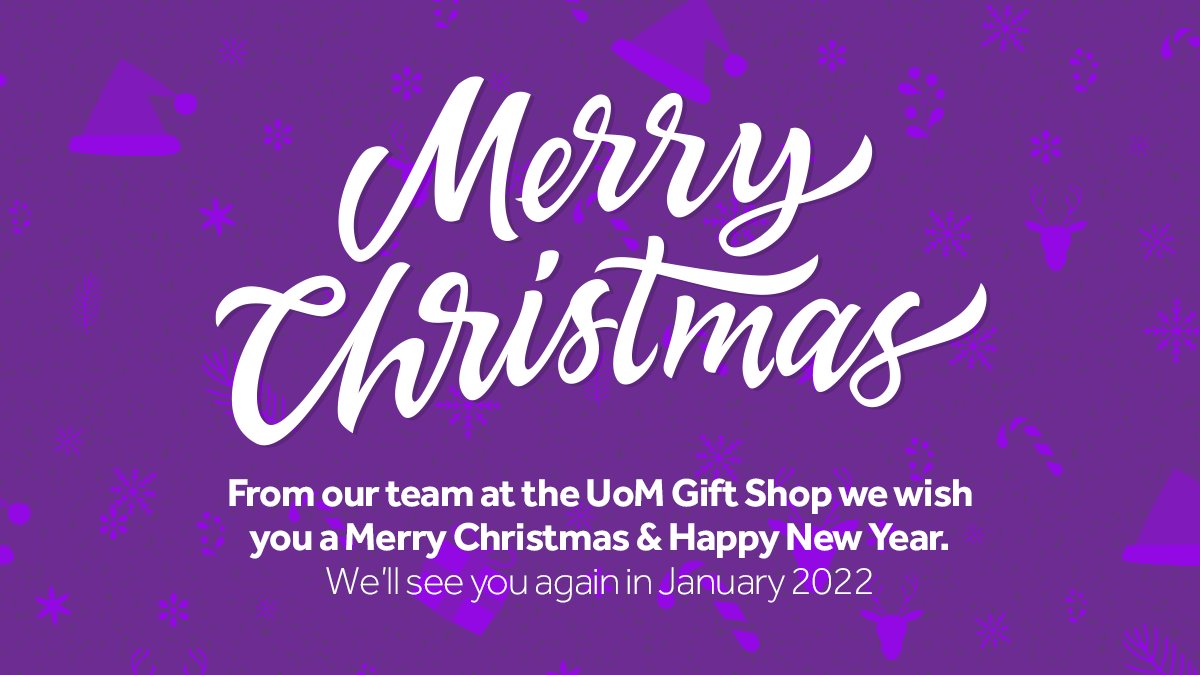 UOM_Gift_Shop's tweet photo. 🎄We are now closed for Christmas &amp; New Year!

PLEASE NOTE - Our website will remain online. 
Any orders will NOT be despatched until our return in January 2022.🎄 https://t.co/WOnW2y2u5F
