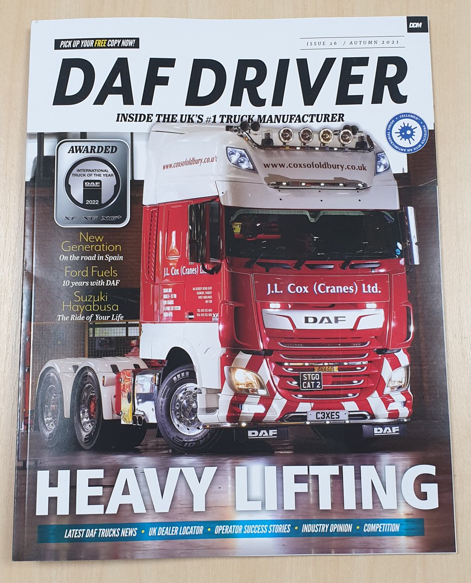LancashireDaf's tweet photo. The latest Issue (26) of DAF Driver Magazine is now available.
Includes features about the New Generation DAF's and much more: Contact us now to receive your FREE copy. Call 01772 338111.
#DAF #dafdriver #newgeneration #startthefuture #magazine #freecopy #free #drivertrainer https://t.co/6ioYxPxiaI